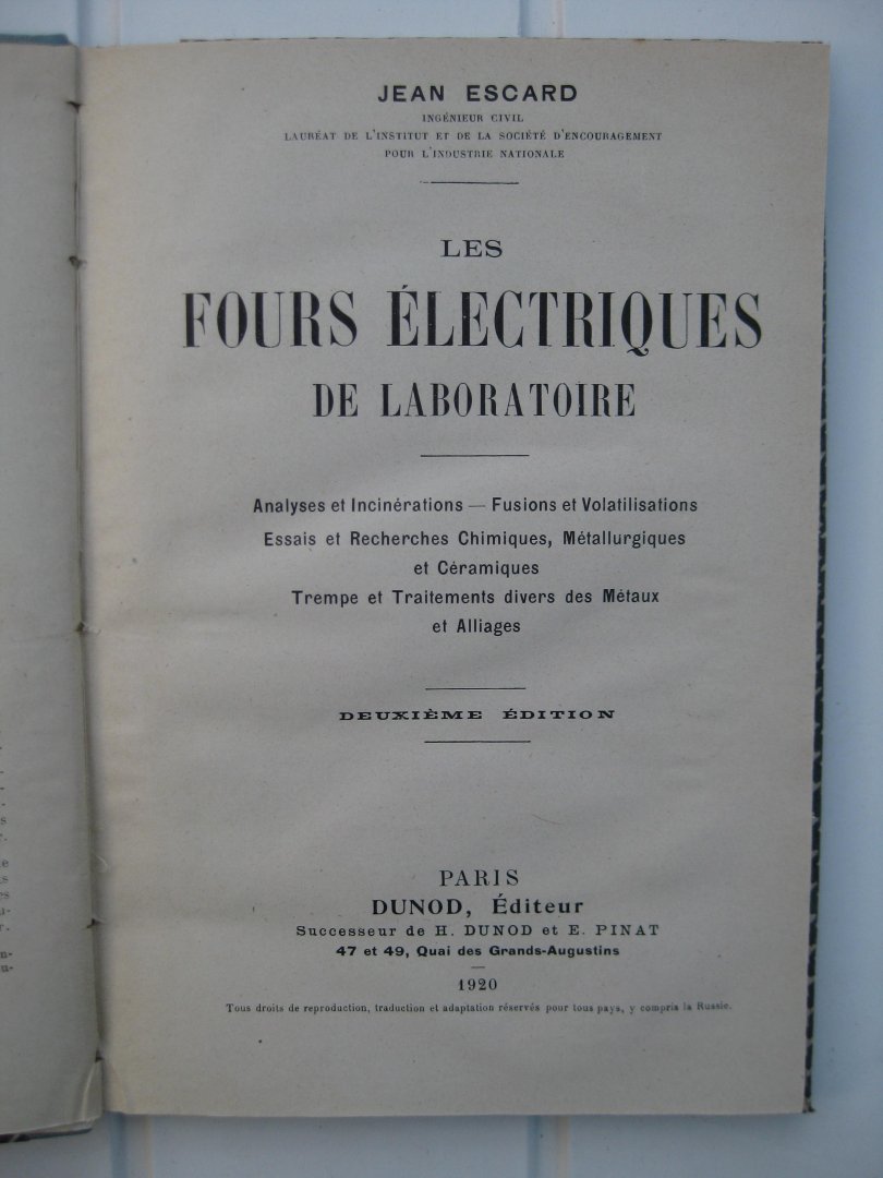 Escard, Jean - Les Fours Électriques de Laboratoire.