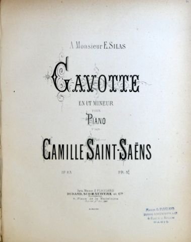 Saint-Saëns, Camille: - Gavotte en ut mineur pour piano. Op. 23
