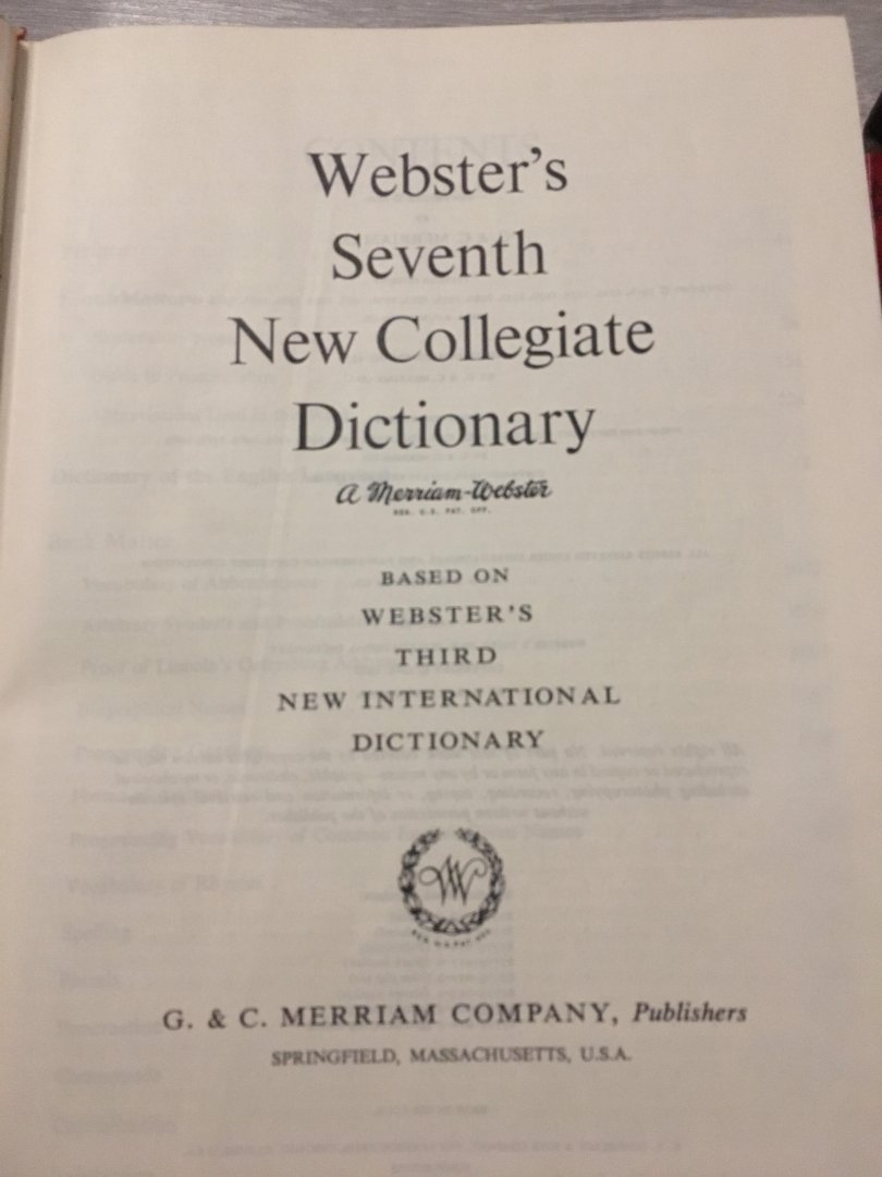  - Webster’s Seventh New Collegiate dictionairy