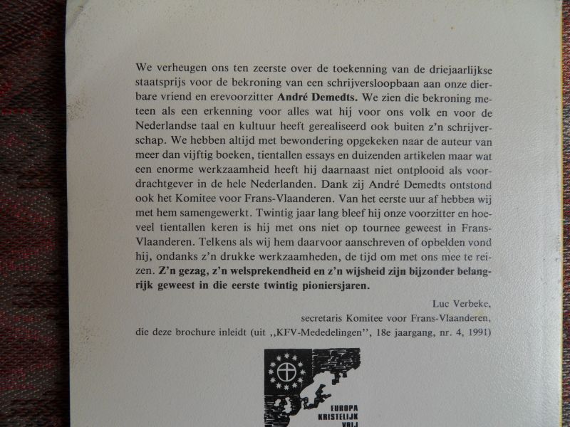 Corsmit, Ward. [priester, publicist]. - Levenswijsheid uit het werk van André Demedts.