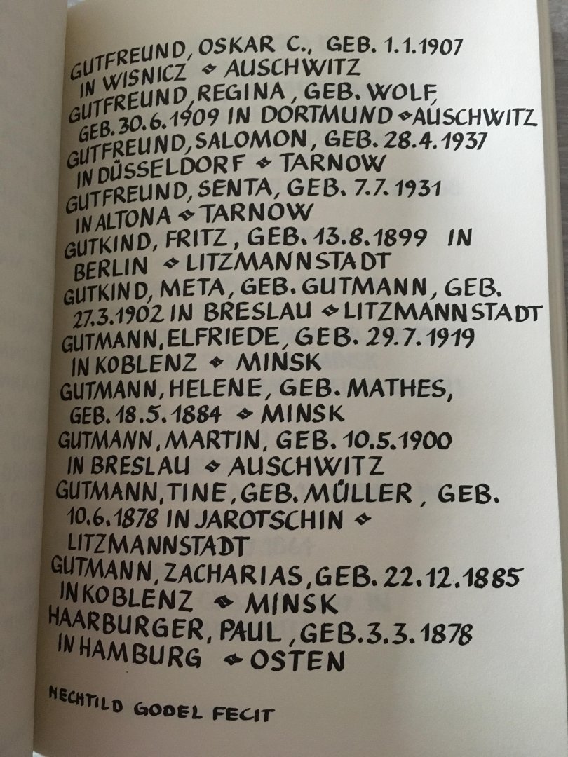 Herrn Rainer Aderhold und Herrn Georg Junklewitz - Gedenkbuch der landeshauptstadt Düsseldorf, für ihre Jüdischen Opger der Nationalsozialistischen verfolgung und vernichtung 1933-1945