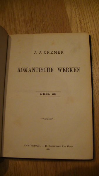 Cremer J.J. - Romantische werken Deel XII overbetuwsche novellen