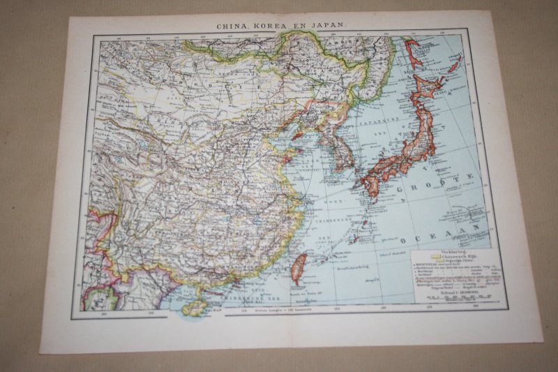  - Oude kaart - China, Japan en Korea - circa 1905