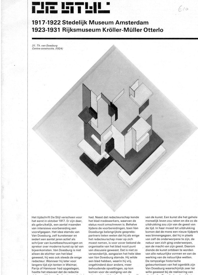 Joosten, Joop; Din Pieters - De Stijl: 1917-1931. Cataloguslijst van de tentoonstellingen. Stedelijk Museum, Rijksmuseum Kröller Müller, Haags Gemeentemuseum