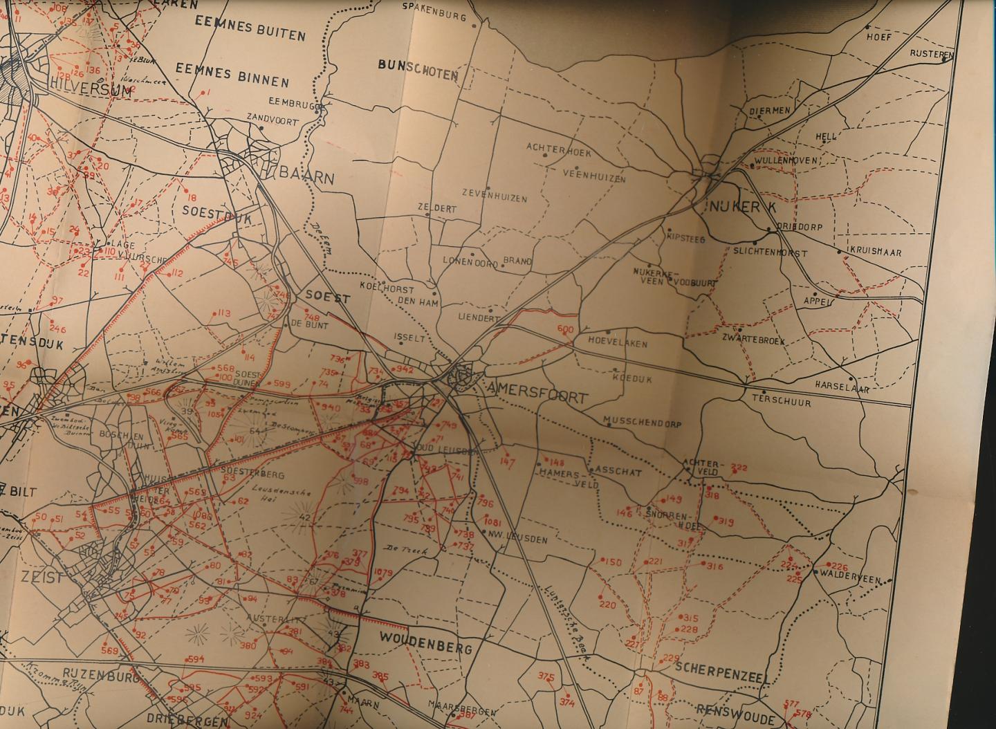 U.M.O Zeist - Kaart van Rijwielpaden in de Provincie Utrecht en Omgeving 1934