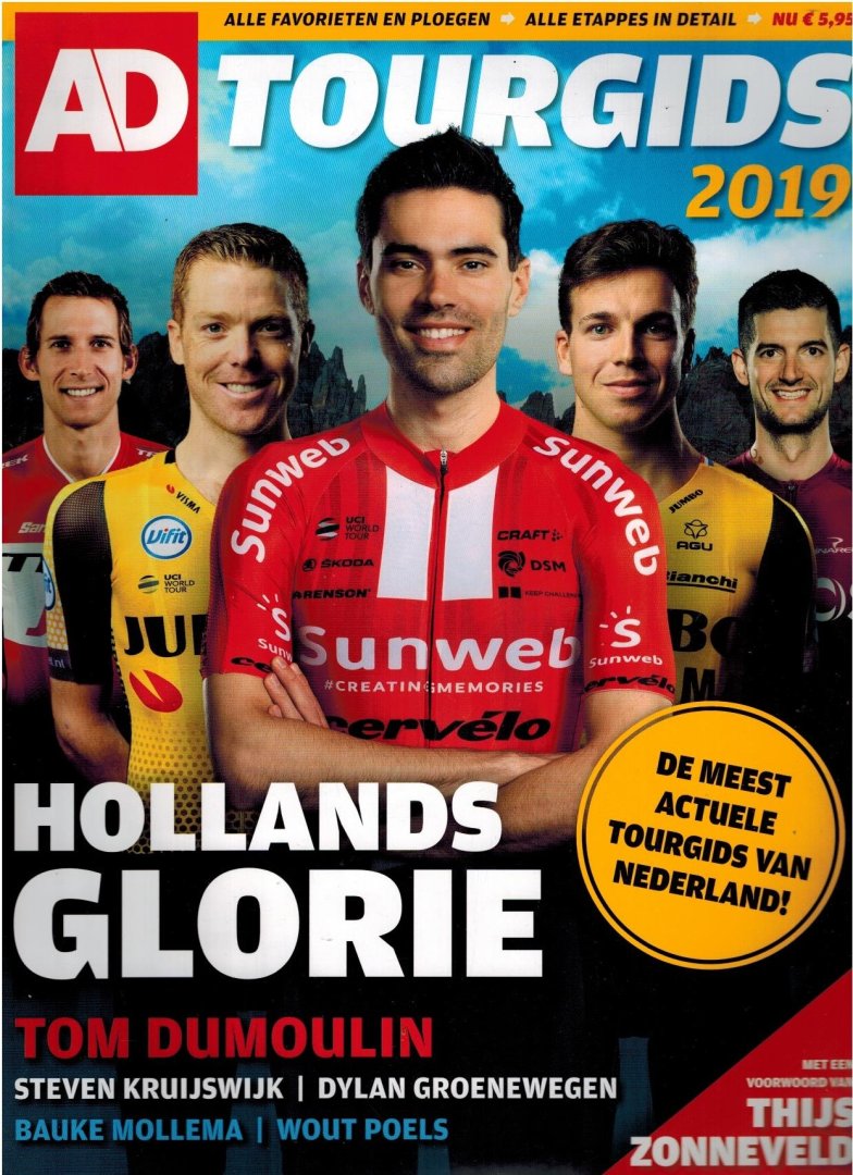  - AD Tourgids 5 x -Jaargangen 2011 - 2013 - 2015 - 2016 - 2019