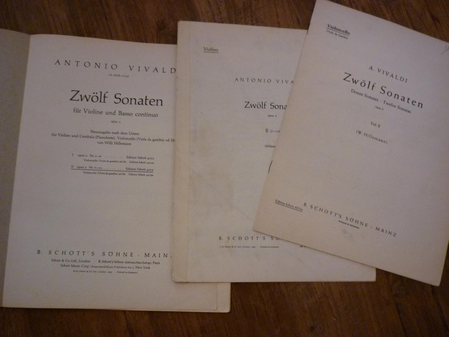 Vivaldi; Antonio (1678–1741) - Zwolf Sonaten Opus 2 - deel II; Nr. 7 - 12; Violine und Piano (Clavecimbel); Violoncello (Viola da Gamba) ad lib. (Hillemann)