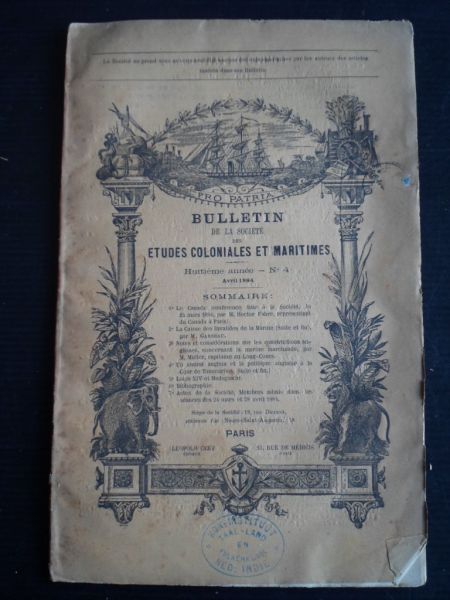  - Bulletin de la Societe des Etudes Coloniales et Maritimes