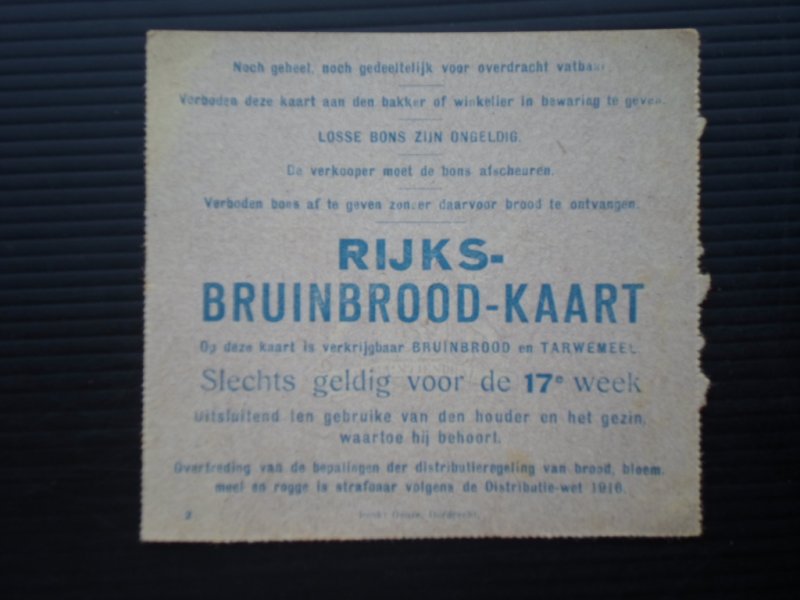  - Distributiebon Rijksbruinbrood-kaart