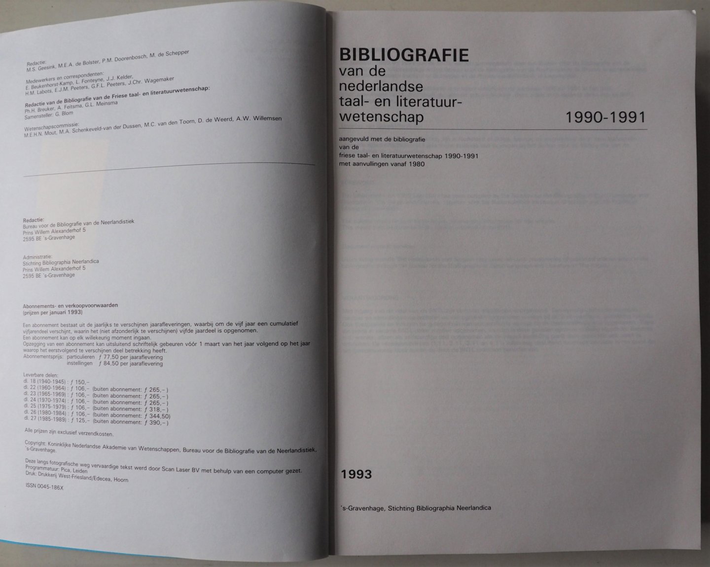Geesink M S,Bolster M E A,de e.a. - BNTL Bibliografie van de Nederlandse taal- en literatuurwetenschap 1990-1991 Aangevuld met de bibliografie van de Friese taal- en literatuurwetenschap 1990-1991 aanvulling vanaf 1980