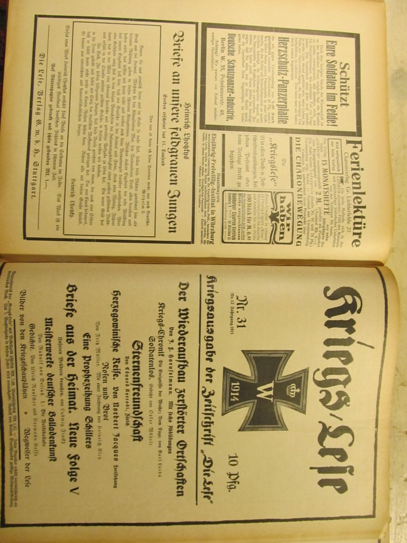  - KRIEGS-LESE Kriegsausgabe der Zeitschrift "Die Lese" Nr. 20 zu 45, 1915