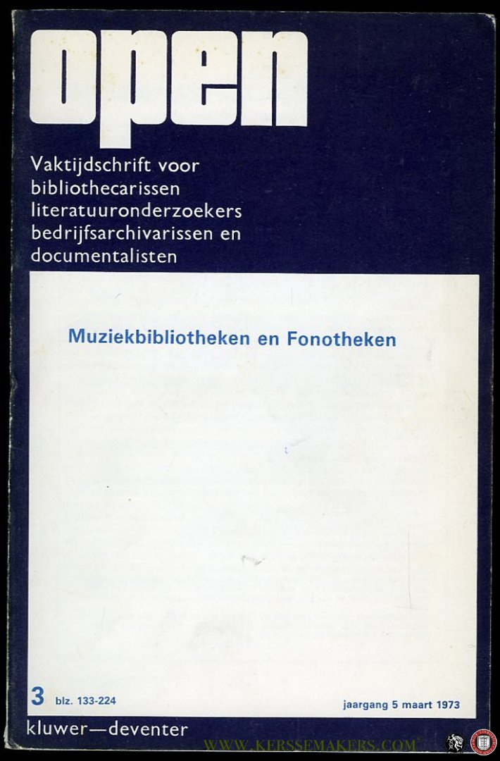 GROOT, J. de (redactie) - Muziekbibliotheken en Fonotheken.