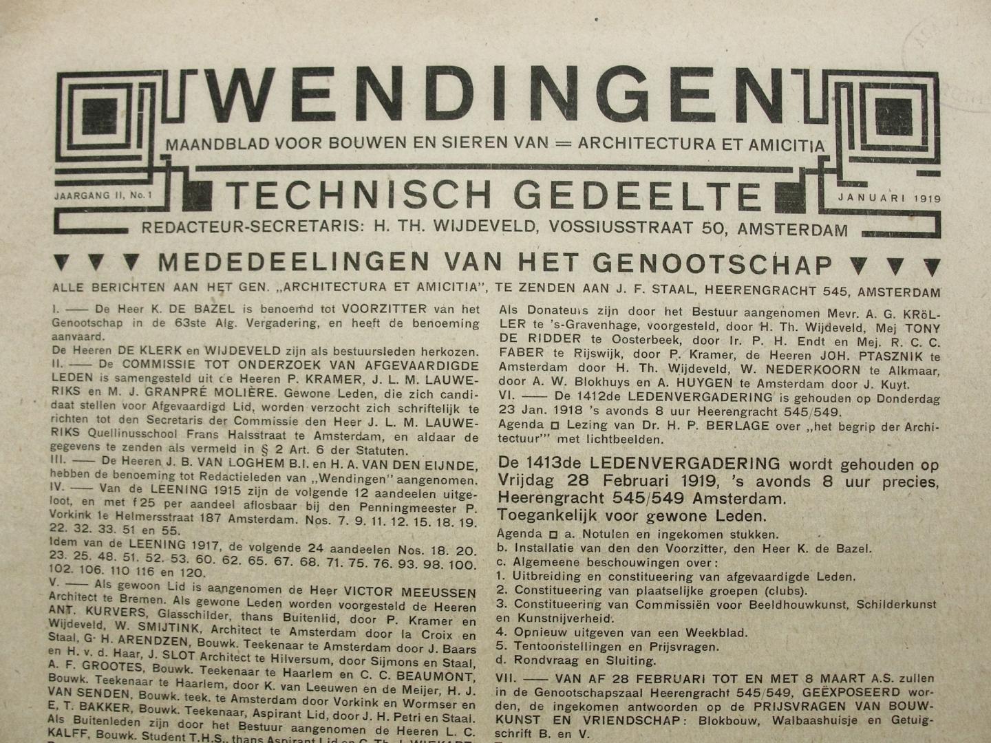 Wijdeveld, H.Th. (1885-1987) - Wendingen; Technisch Gedeelte, jrg. II, No. 1 (januari 1919)