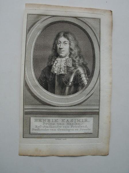 antique print (prent) - Henrik Kasimir, Prins van Nassau (..).