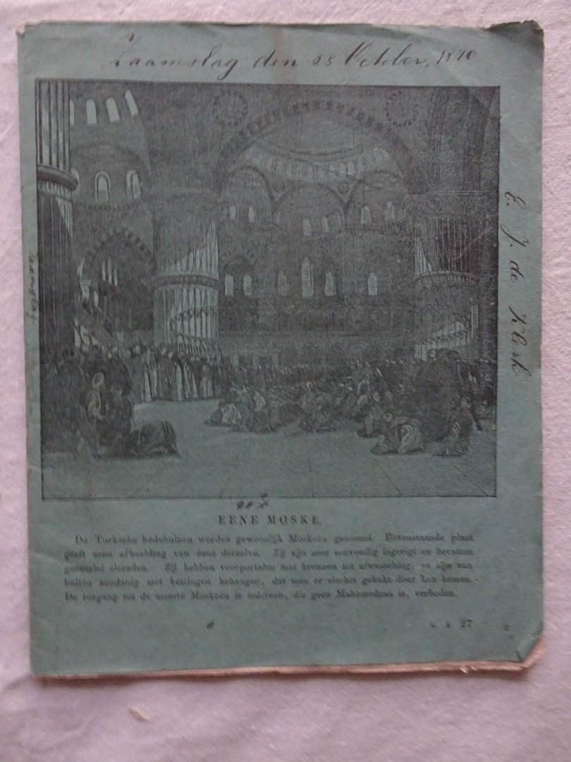N.n.. - Schriftje met handgeschreven wiskunde aantekeningen uit 1870.