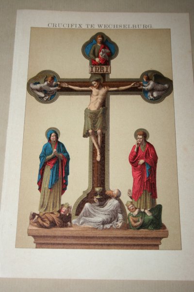  - Antieke kleuren lithografie - Crucifix van Wechselburg - circa 1905