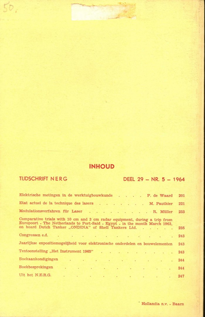  - Tijdschrift van het Nederlands Elektronica- en Radiogenootschap - Deel 29 - Nr. 5 - 1964
