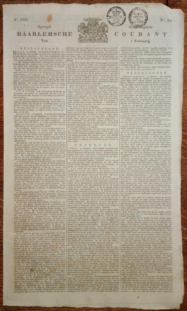 Anoniem - Opregte Haarlemsche Courant No. 14 - 1 februari 1831