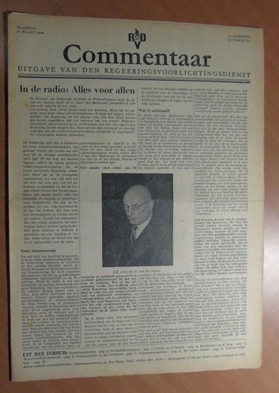 Regeeringsvoorlichtingsdienst - Commentaar. 1e jaargang nummer 41. Maandag 25 maart 1946.