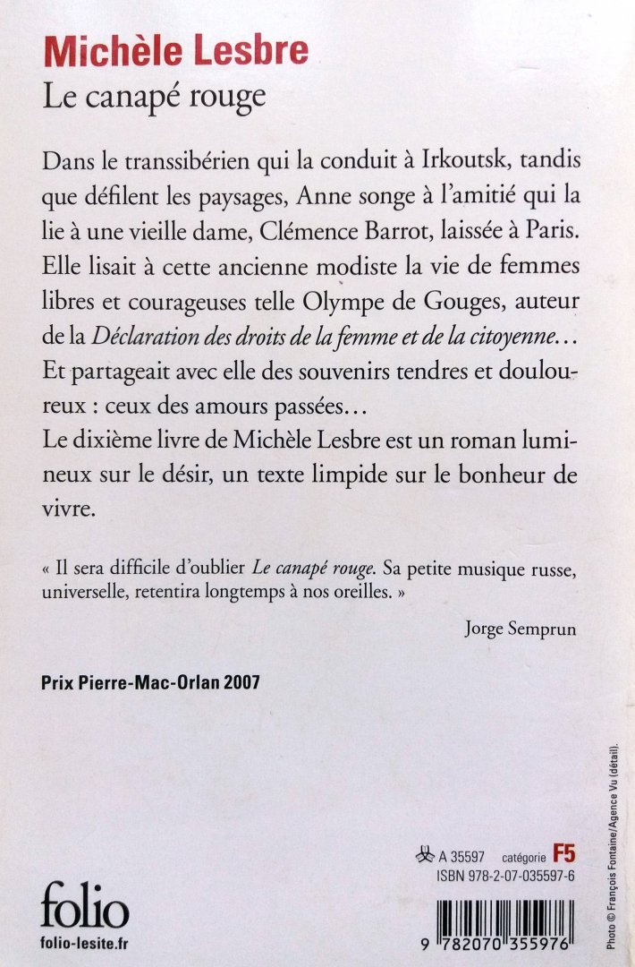 Lesbre, Michèle - Le canapé rouge (FRANSTALIG)