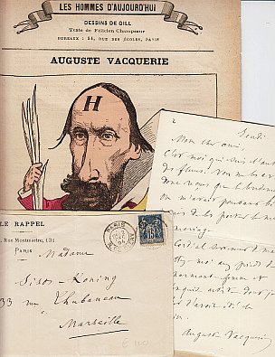 VACQUERIE, Auguste - 8 Autograph Letters Signed.