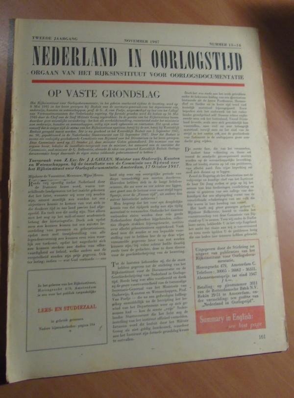 Rijksinstituut voor Oorlogsdocumentatie - Nederland in Oorlogstijd. Orgaan van het Rijksinstituut voor Oorlogsdocumentatie. 2e jaargang November 1947. Nummer 13-14