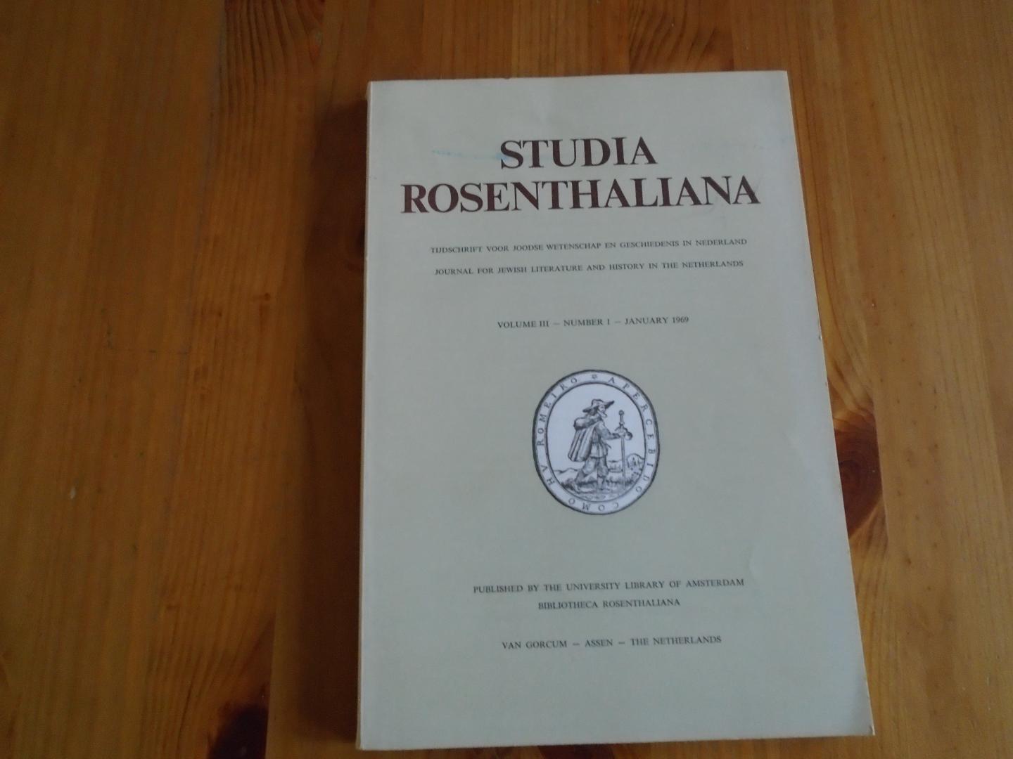  - Studia Rosenthaliana. Volume III, nr. 1
