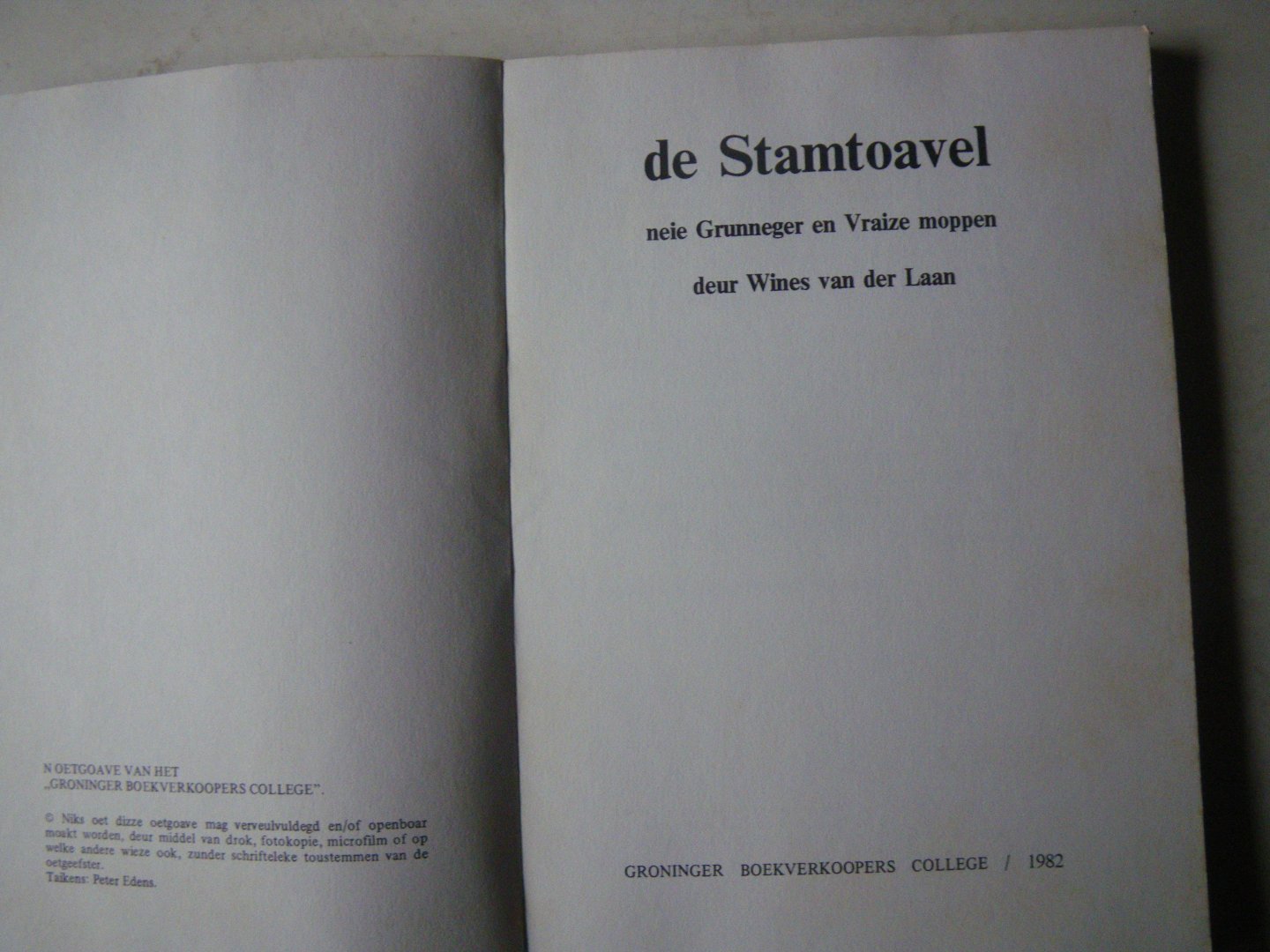 Laan, Wines van der - De neie stamtoavel. Grunnger en Vraize moppen