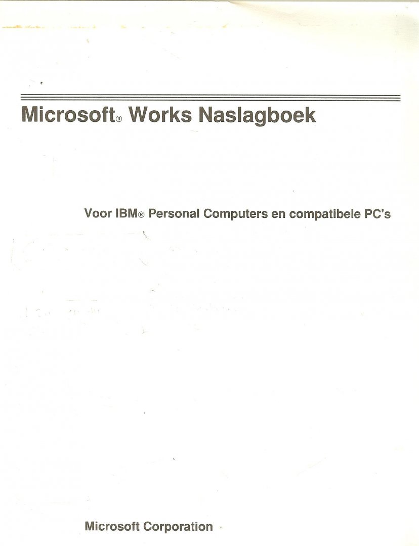 Redactie  Microsoft - Microsoft Works versie 2 naslagboek