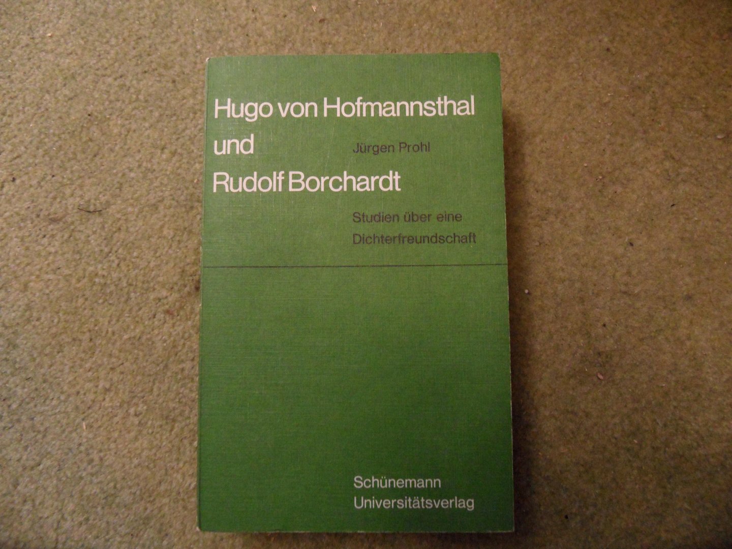 Prohl, Jürgen - Hugo von Hofmannsthal und Rudolf Borchardt. Studien über eine Dichterfreundschaft