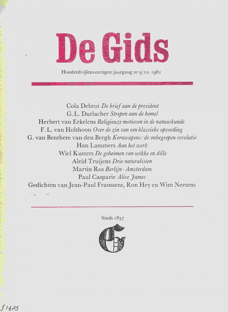 Debrot, N. (Cola), Bonaire, 1902 - 1981 [*] - De brief aan de president', in: De Gids, jrg. 145 (1982), nrs. 9/10