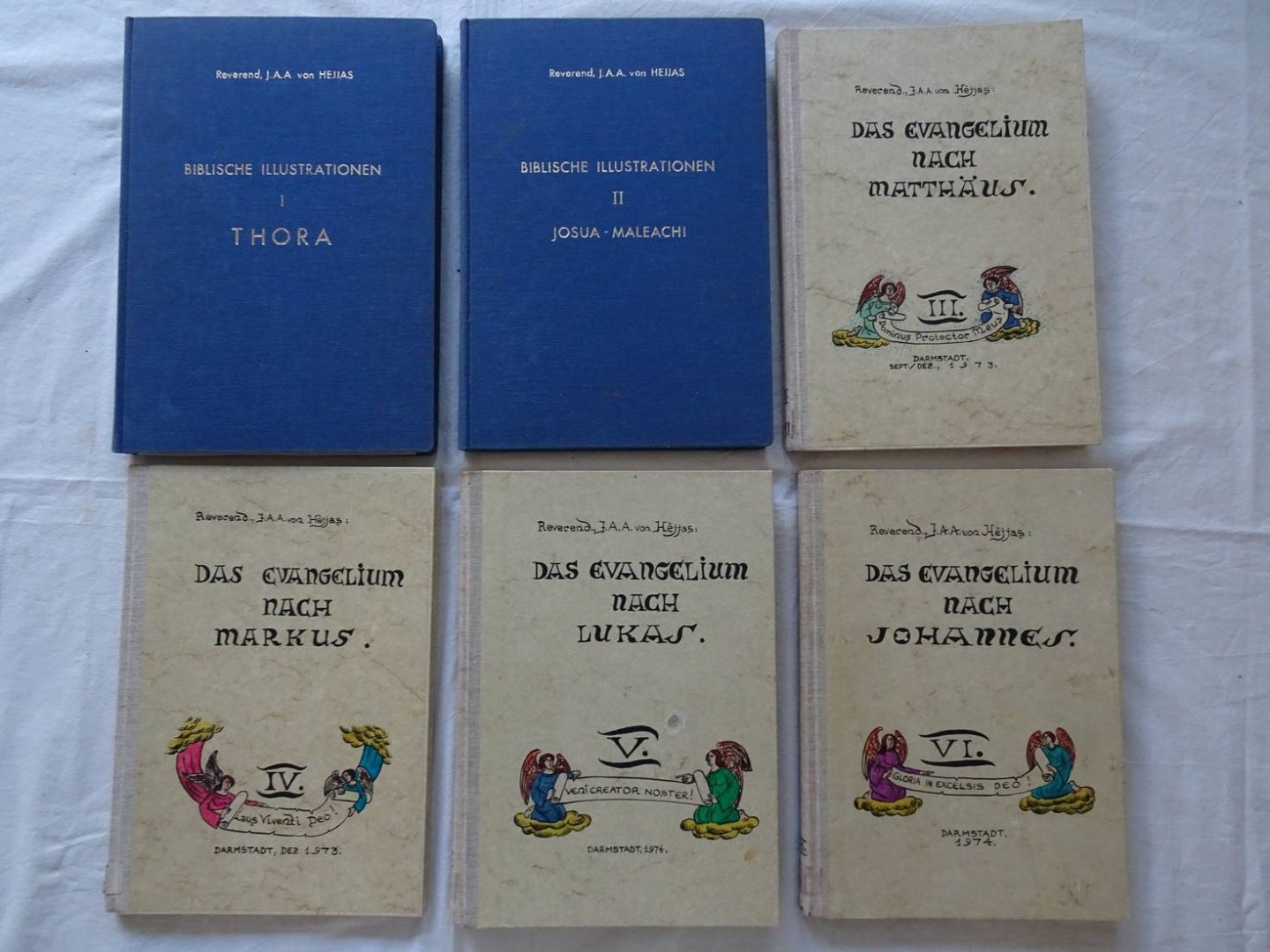 Hejjas, J.A.A. (Reverend). - Biblische Illustrationen. Manuscript , 6 Volumes: I. Thora, II.  Josua - Maleachi, III. Das Evangelium nach Mattäus, IV. Das Evangelum nach Markus. V. Das Evangelium nach Lukas. VI. Das Evangelium nach Johannes.