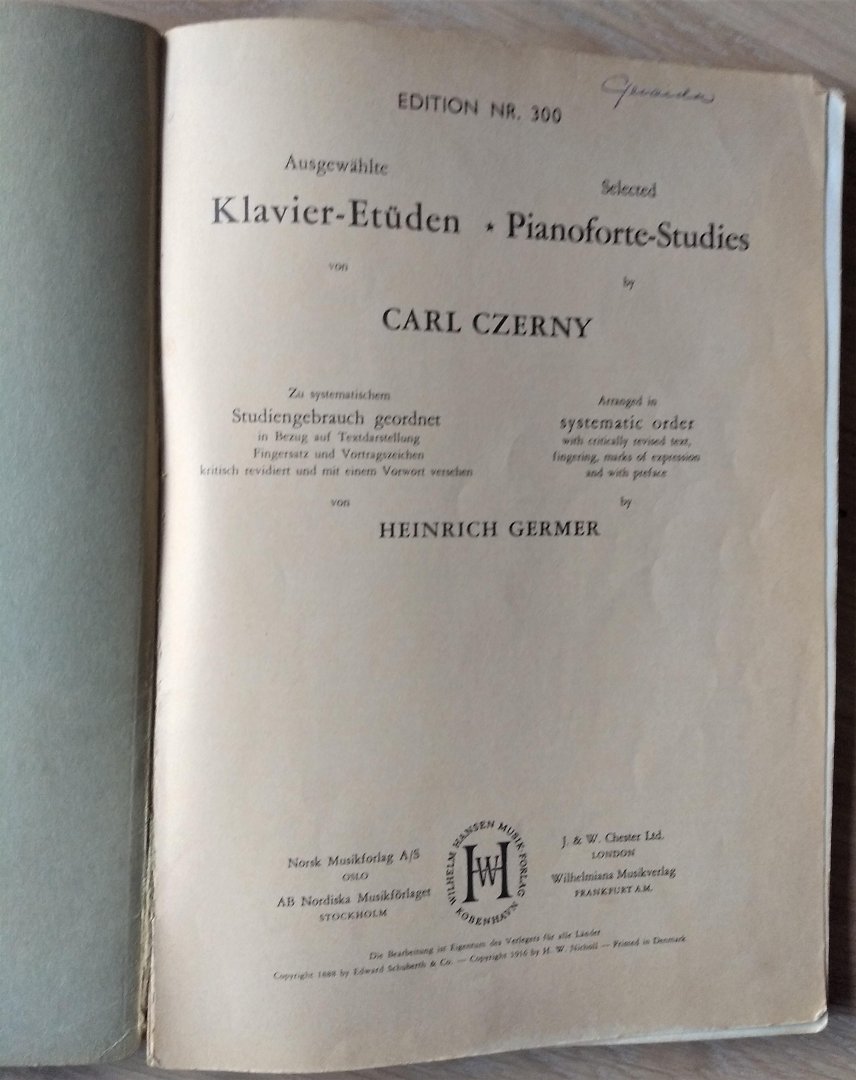 Carl Czerny's geselecteerd door Heinrich Germer - CARL CZERNY'S STUDIENWERKE IN AUSWAHL UND BEARBEITUNG /  STUDIES SELECTED AND ARRANGED - nr. 300