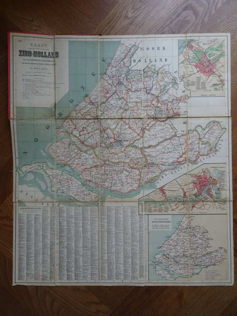 Bruins, F.. - Reiskaart van Zuid-Holland.
