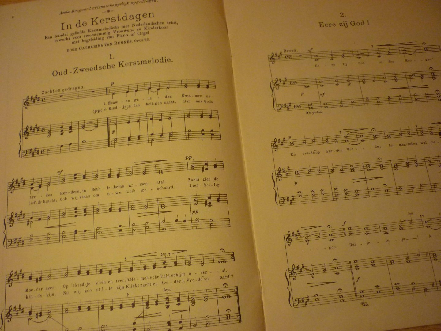 Rennes; Catharina van - In de Kerstdagen; Opus 72; Bundel met geliefde Kerstmelodieën met Hollandse tekst; bewerkt voor tweestemmig vrouwenkoor, met piano of orgel