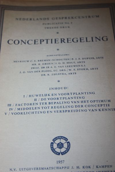 Breman-Schouten C.E. Dupuis P.J.F. Groen K. Holt J.G.H. Leeuwen van A.E. Ploeg van der J.G. Storm W.F. Zijlstra R. - Nederlands Gesprekcentrum publicatie no. 8  CONCEPTIEREGELING