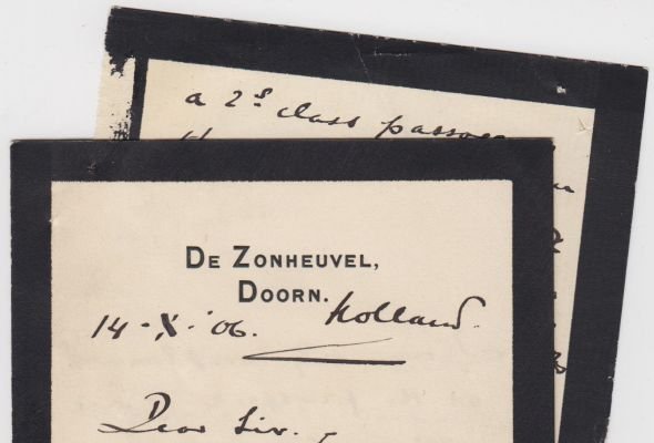 MAARTENS, Maarten - Handgeschreven brief aan 'Dear Sir' (1906).