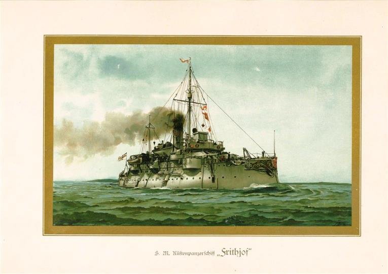( Teutsch-Lerchenfeld, Bernhard ) - ( LITHO ). Deutschland zur see : S.M. Küstenpanzerschiff FRITHJOF