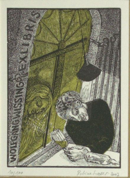 Haller, Bettina. - Exlibris voor Wolfgang Wissing. 'Absinth'.