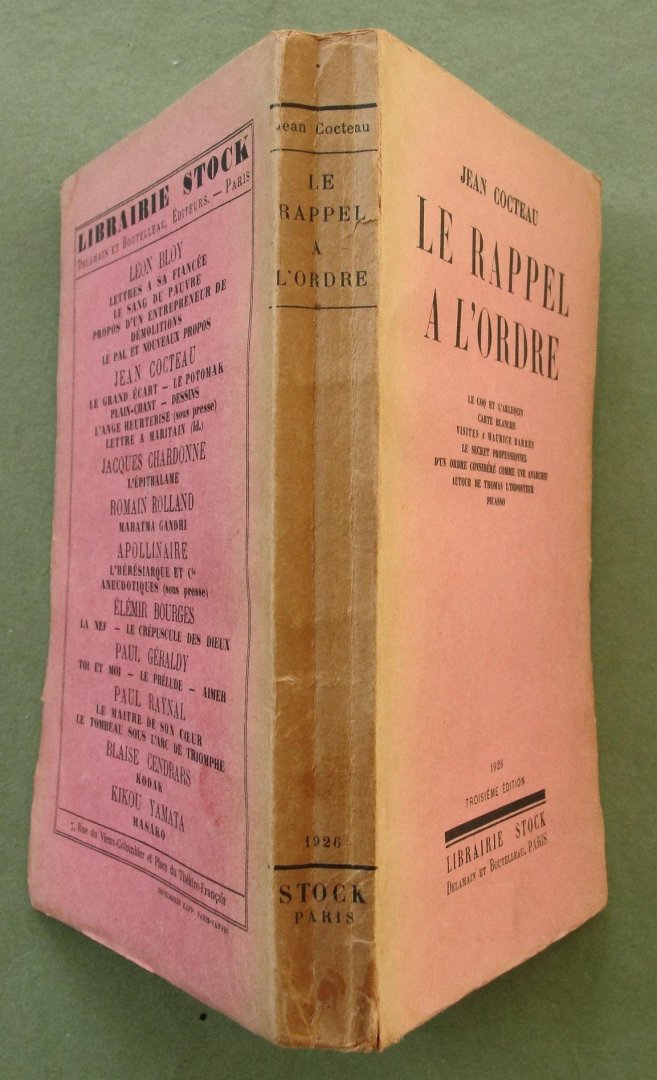 Cocteau, Jean - Le Rappel a l'Ordre
