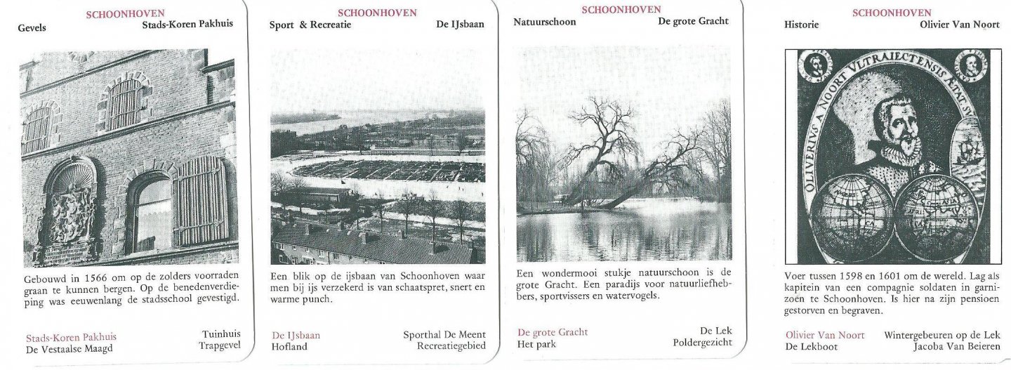 V.V. Schoonhoven ; Gemeente Schoonhoven - Schoonhoven  kwartet. Kwartetspel met 36 oude afbeeldingen van markante punten in Schoonhoven
