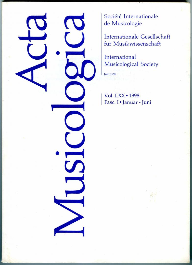  - Acta Musicologica vol. 70 fasc. 1