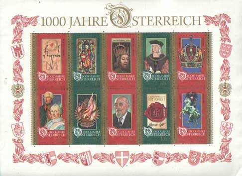  - 1000 Jahre Österreich. Briefmarken-Block Nr. 12 postfrisch, Österreich