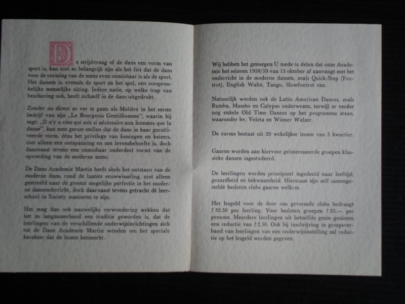 Folder - Dans-Academie Martin, Amsterdam