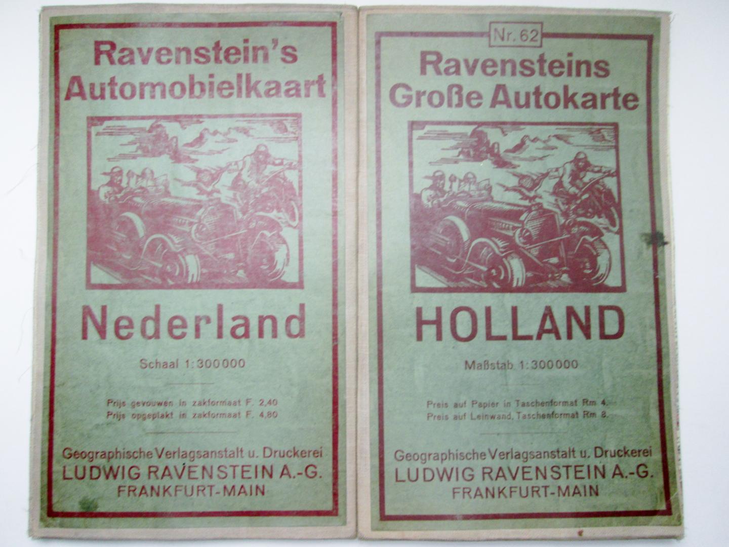 Ludwig Ravenstein - Ravenstein's Automobielkaart Nr. 62 - Nederland,  Ravensteins Grosse Autokarte - Holland, schaal 1:300.000