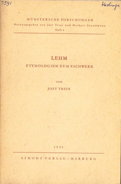 Trier, J. - Lehm : Etymologien zum Fachwerk