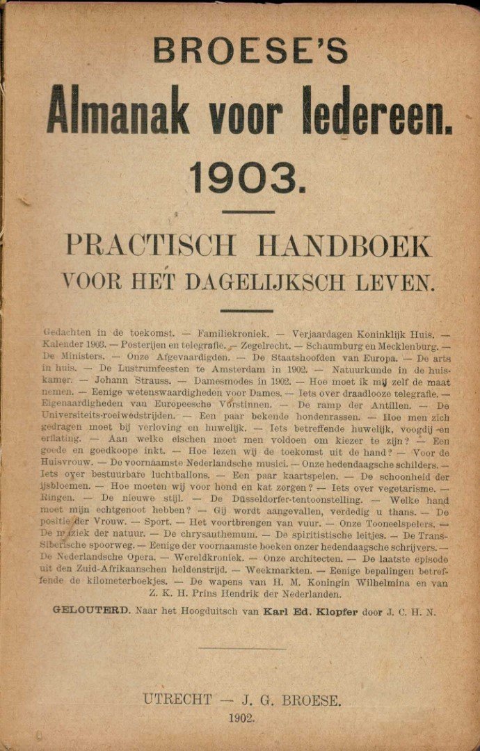 redactie - Broese's almanak voor iedereen, 1903. Praktisch handboek voor het dagelijksch leven