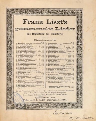 Liszt, Franz: - Franz Liszt`s gesammelte Lieder mit Begleitung des Pianoforte. Einzel-Ausgabe: Nr. 27: Kling` leise, mein Lied, Nr. 29. Das Veilchen