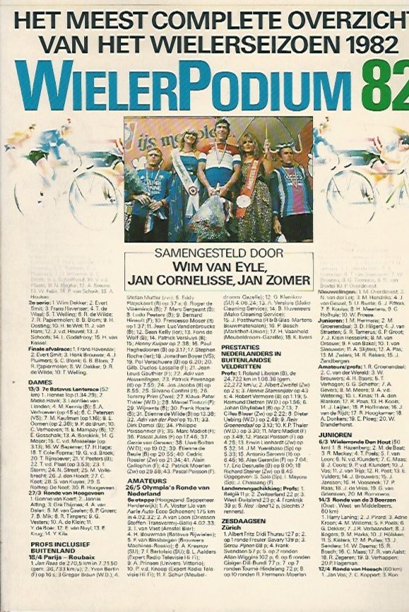 EYLE, WIM VAN e.a. - Wielerpodium 82 -Het meest complete overzicht van het wielerseizoen 1982