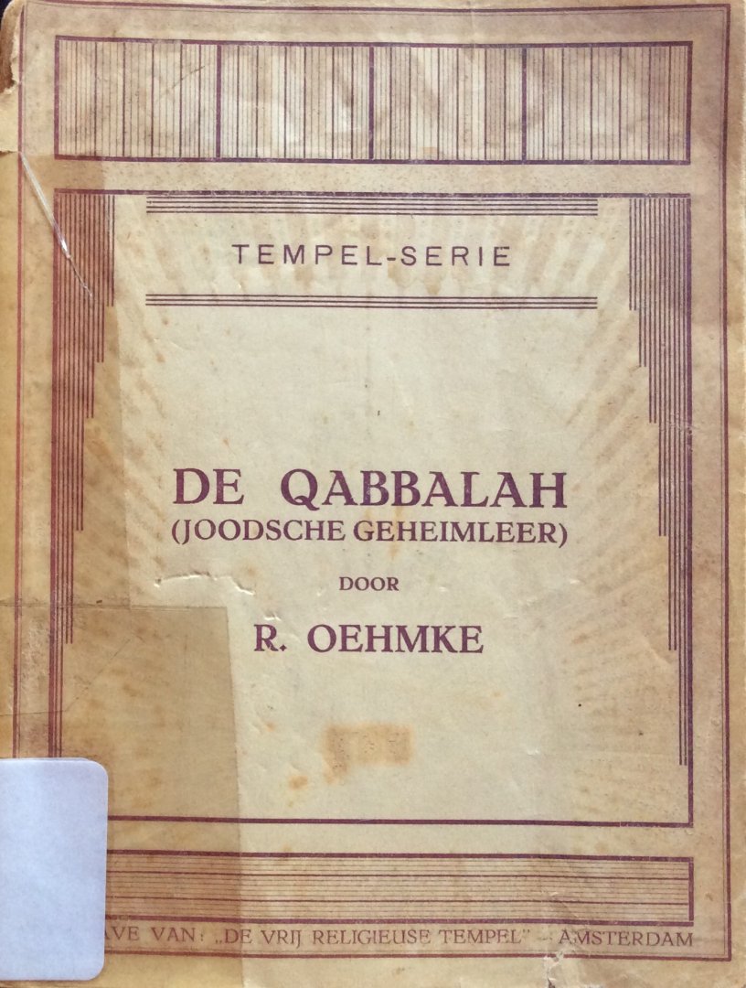 Oehmke, R. - De Qabbalah (Joodsche geheimleer)